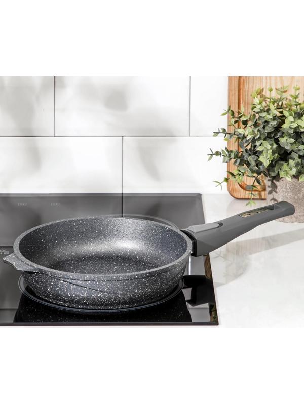 Сковорода «Гранит», d=22 см, съёмная ручка, антипригарное покрытие, цвет серый