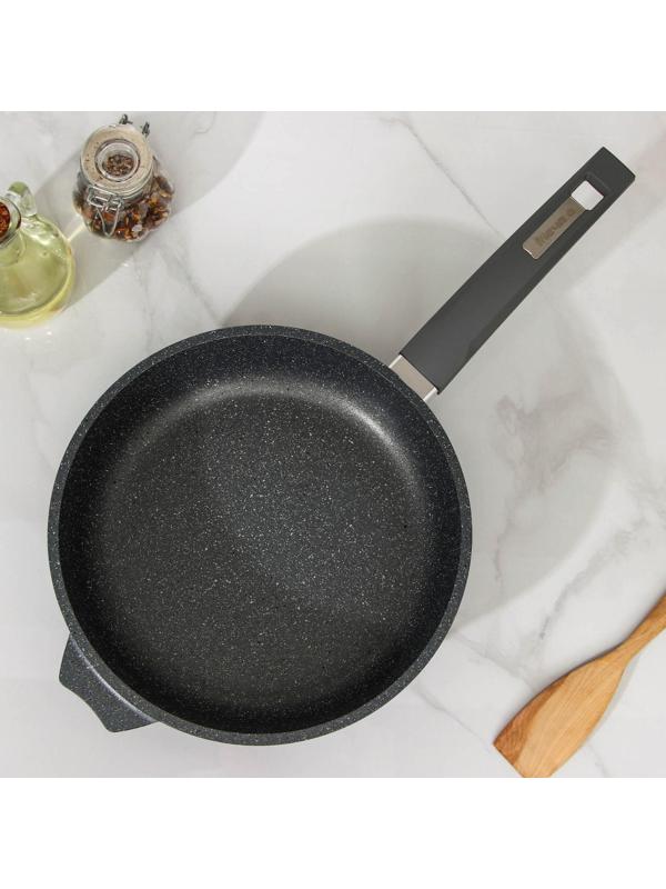 Сковорода «Гранит», d=24 см, пластиковая ручка, антипригарное покрытие, цвет серый