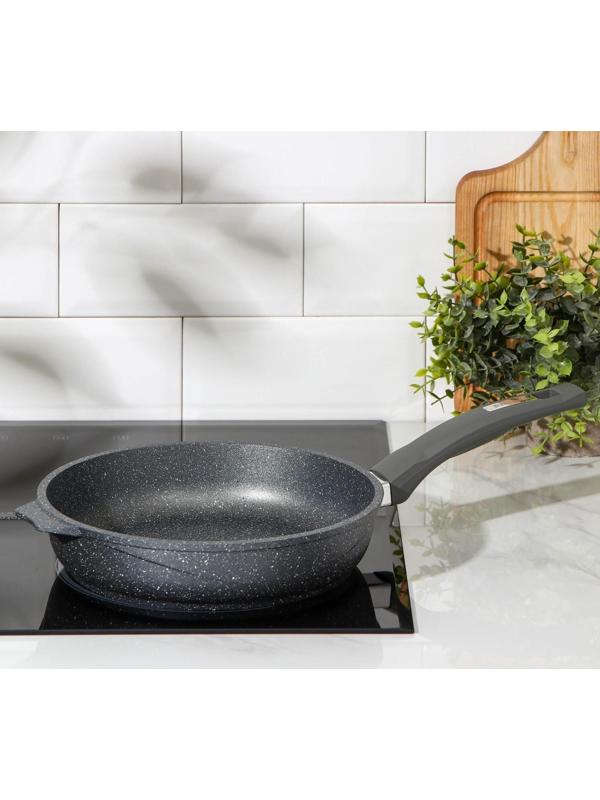 Сковорода «Гранит», d=24 см, пластиковая ручка, антипригарное покрытие, цвет серый