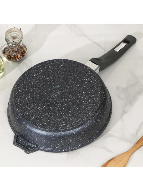 Сковорода «Гранит», d=24 см, пластиковая ручка, антипригарное покрытие, цвет серый