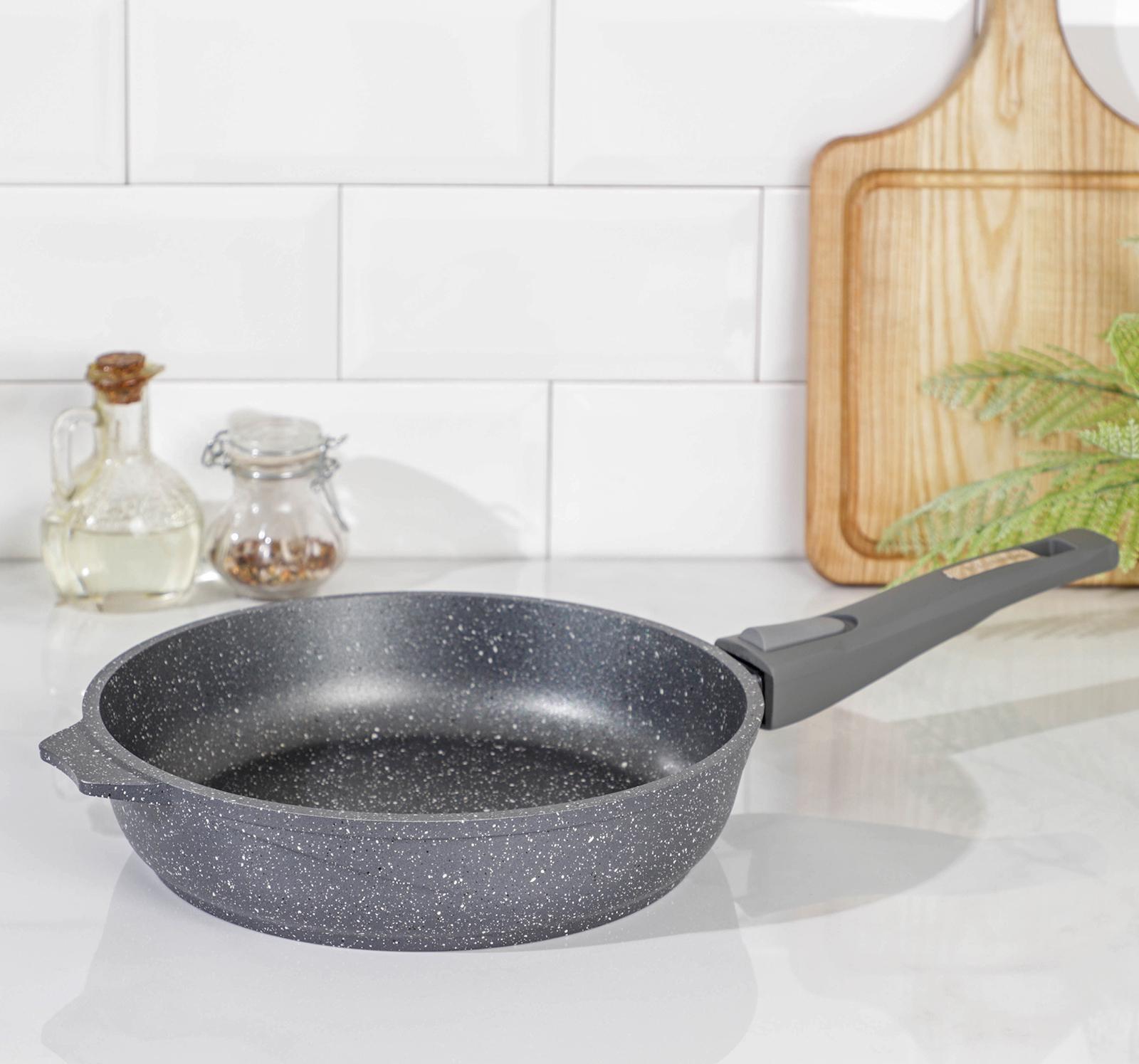 Сковорода «Гранит», d=24 см, съёмная ручка, антипригарное покрытие, цвет серый