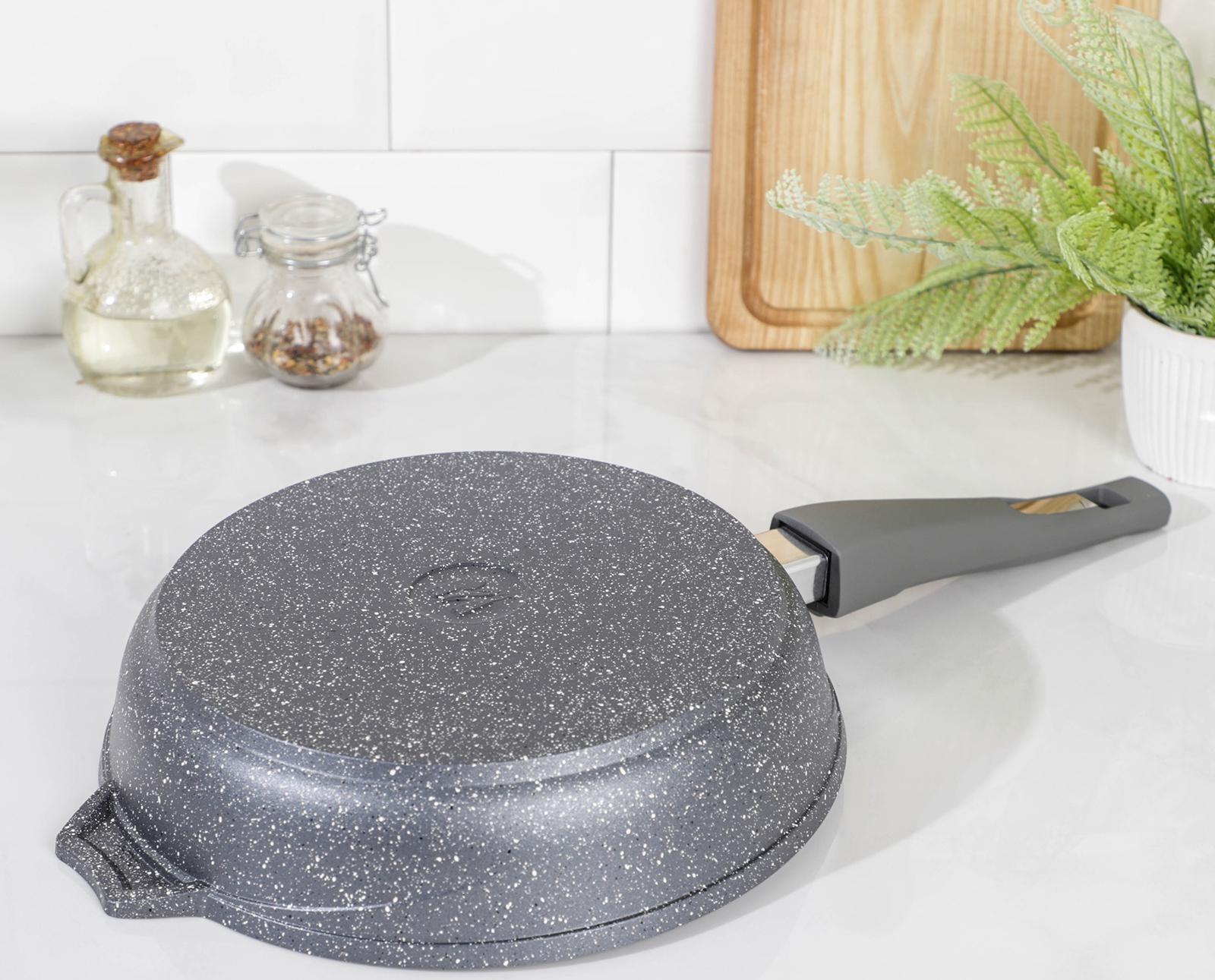 Сковорода «Гранит», d=24 см, съёмная ручка, антипригарное покрытие, цвет серый