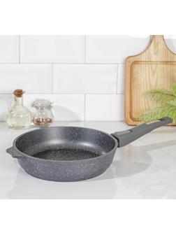 Сковорода «Гранит», d=24 см, съёмная ручка, антипригарное покрытие, цвет серый