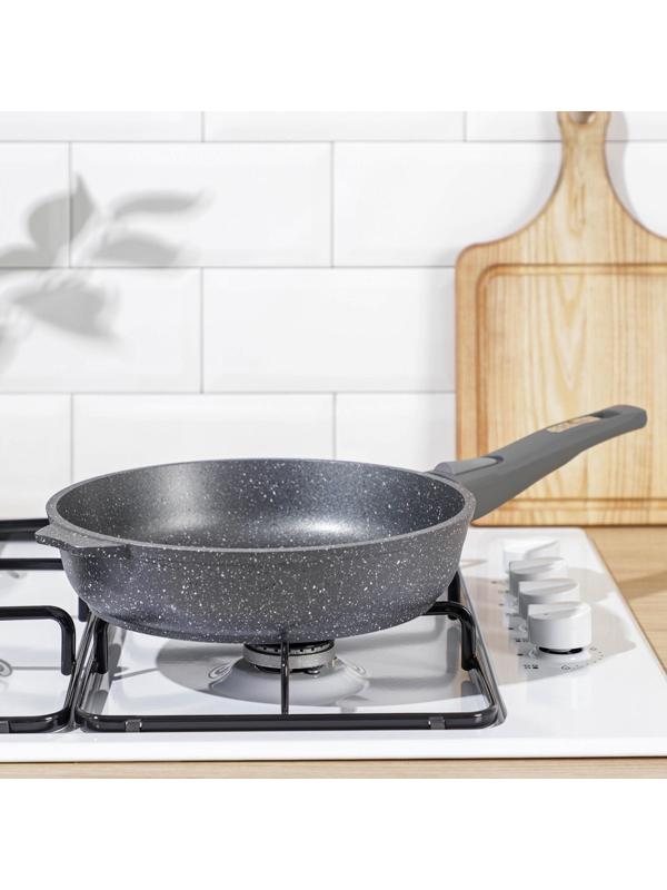 Сковорода «Гранит», d=24 см, съёмная ручка, антипригарное покрытие, цвет серый
