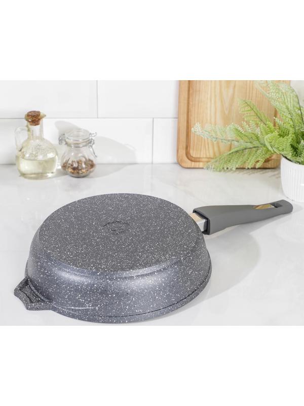 Сковорода «Гранит», d=24 см, съёмная ручка, антипригарное покрытие, цвет серый