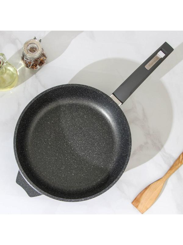 Сковорода «Гранит», d=26 см, пластиковая ручка, антипригарное покрытие, цвет серый