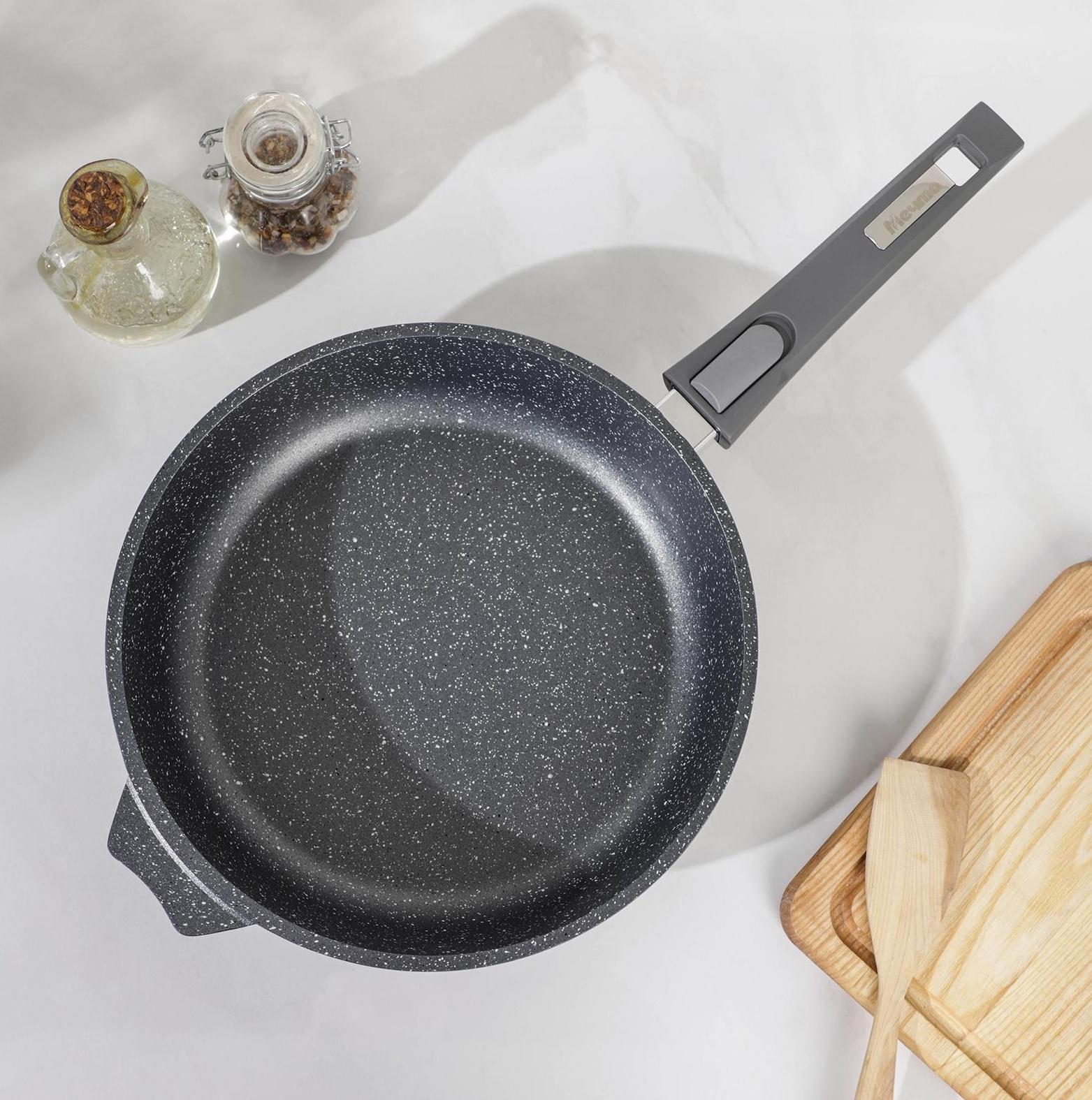 Сковорода «Гранит», d=26 см, съёмная ручка, антипригарное покрытие, цвет серый