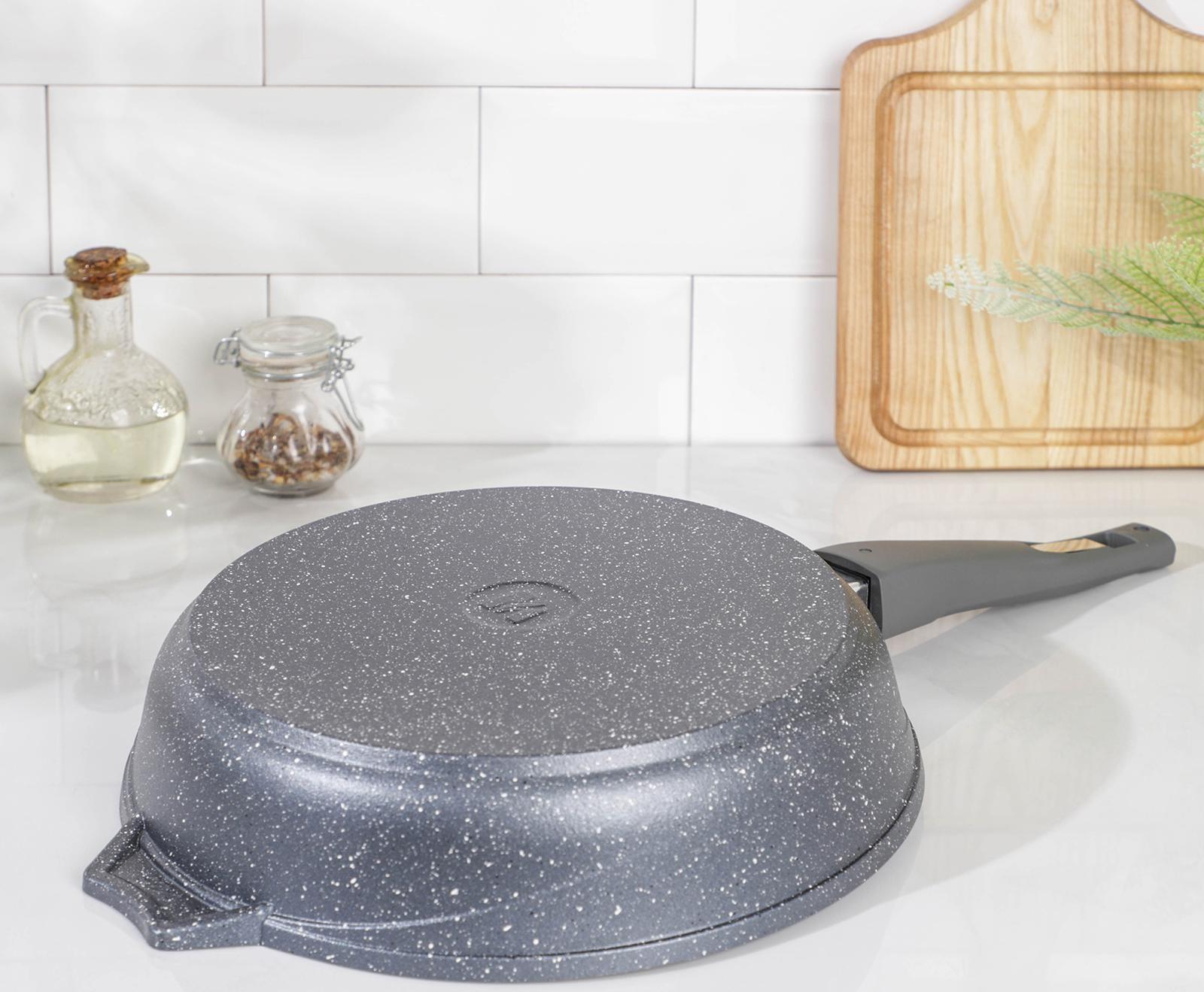 Сковорода «Гранит», d=26 см, съёмная ручка, антипригарное покрытие, цвет серый
