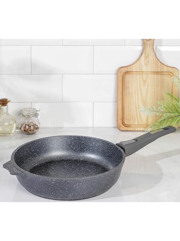 Сковорода «Гранит», d=26 см, съёмная ручка, антипригарное покрытие, цвет серый