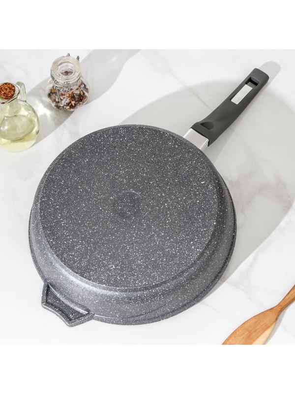 Сковорода «Гранит», d=28 см, пластиковая ручка, антипригарное покрытие, цвет серый