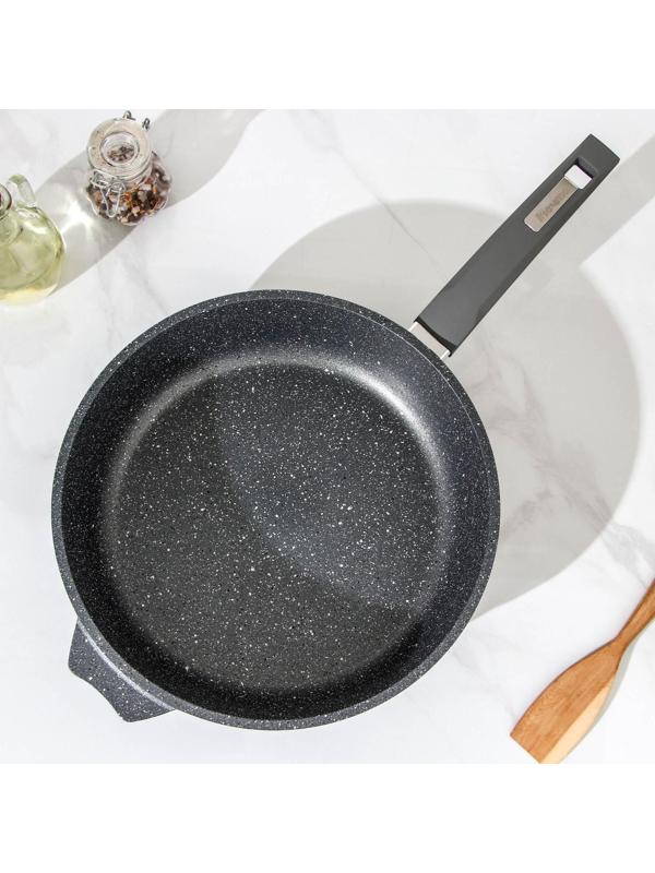 Сковорода «Гранит», d=28 см, пластиковая ручка, антипригарное покрытие, цвет серый