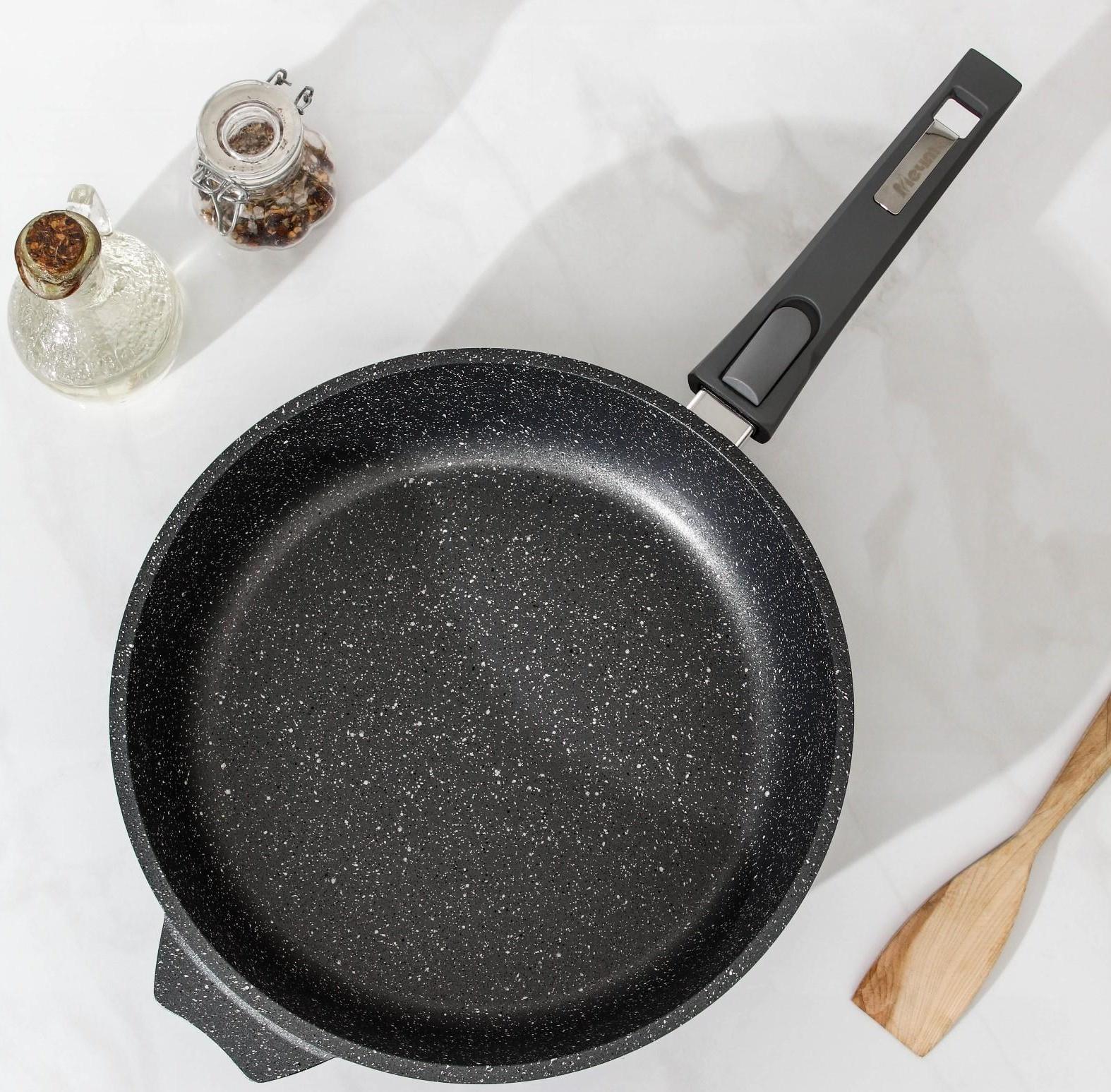 Сковорода «Гранит», d=28 см, съёмная ручка, антипригарное покрытие, цвет серый