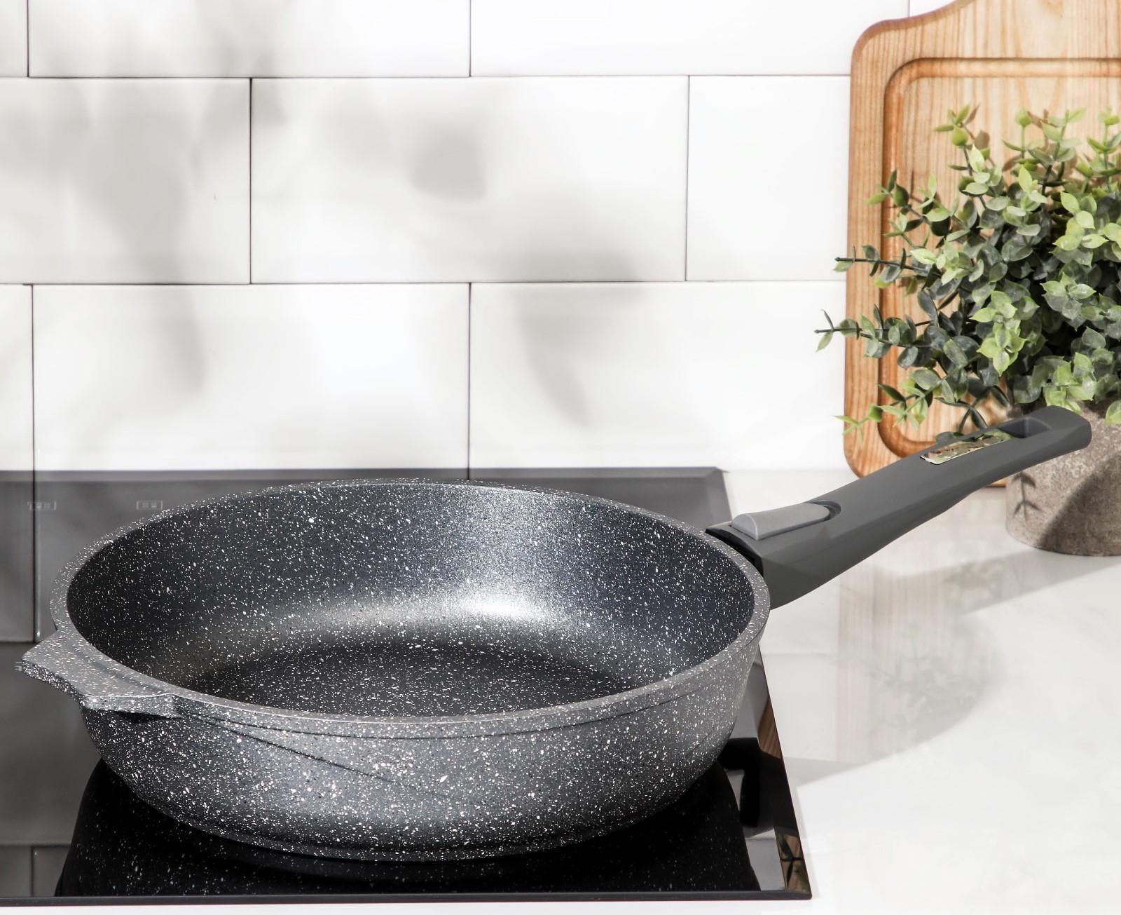 Сковорода «Гранит», d=28 см, съёмная ручка, антипригарное покрытие, цвет серый