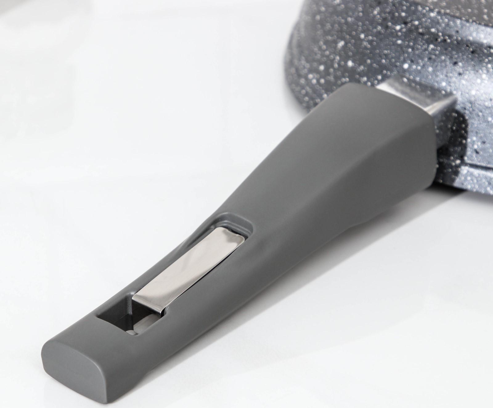 Сковорода «Гранит», d=28 см, съёмная ручка, антипригарное покрытие, цвет серый