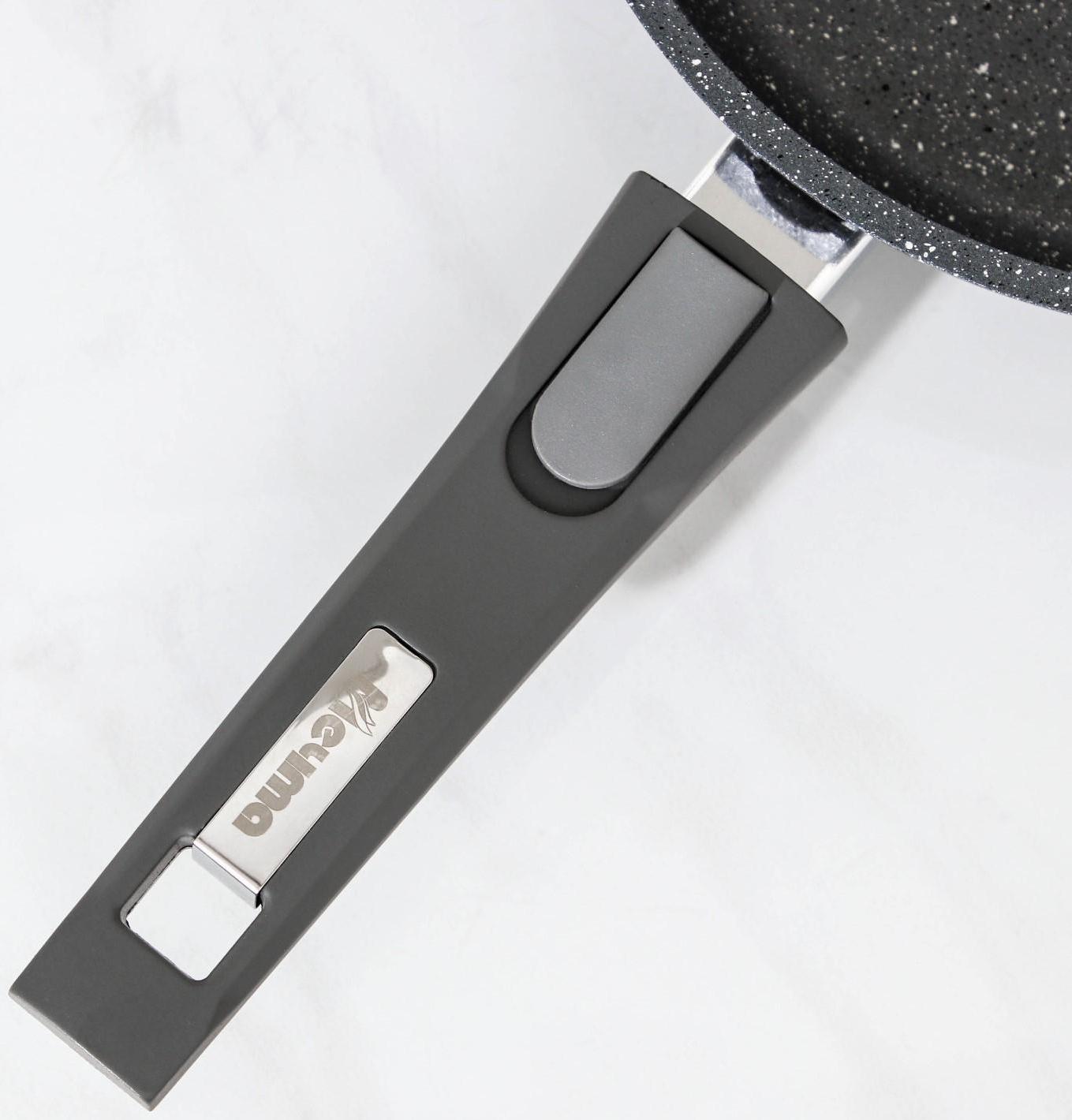 Сковорода «Гранит», d=28 см, съёмная ручка, антипригарное покрытие, цвет серый