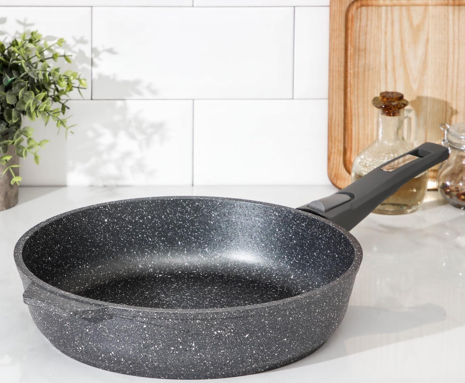 Сковорода «Гранит», d=28 см, съёмная ручка, антипригарное покрытие, цвет серый