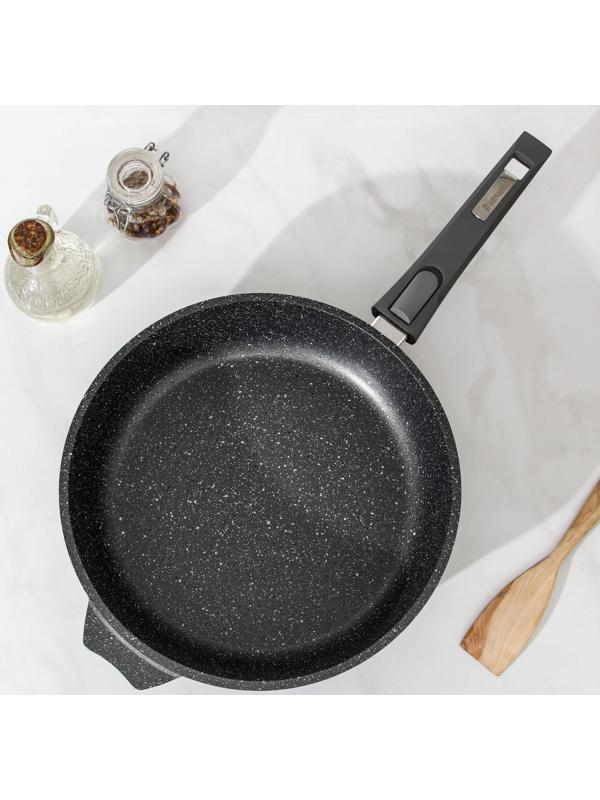 Сковорода «Гранит», d=28 см, съёмная ручка, антипригарное покрытие, цвет серый