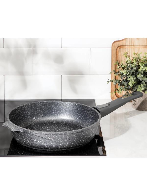 Сковорода «Гранит», d=28 см, съёмная ручка, антипригарное покрытие, цвет серый