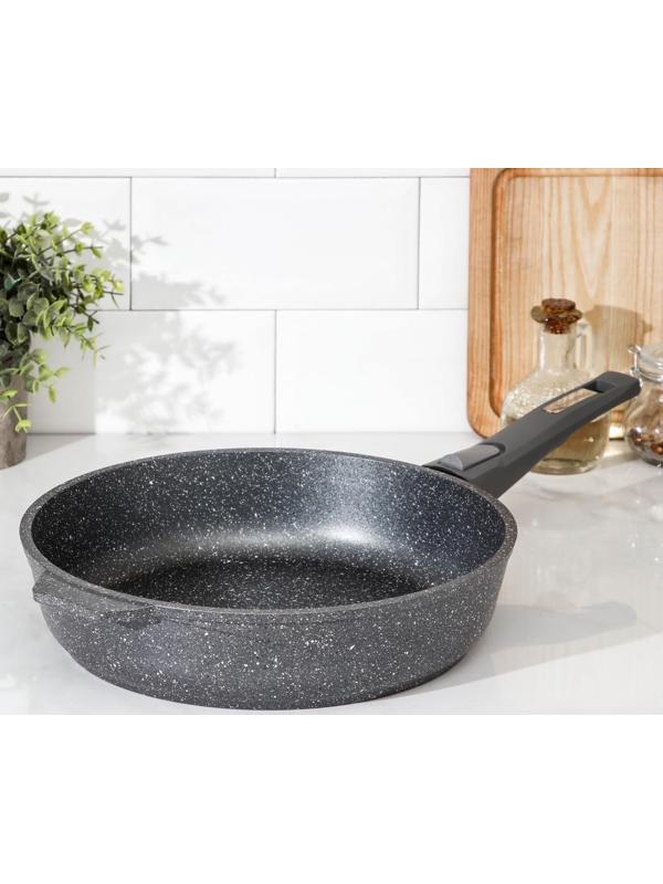 Сковорода «Гранит», d=28 см, съёмная ручка, антипригарное покрытие, цвет серый