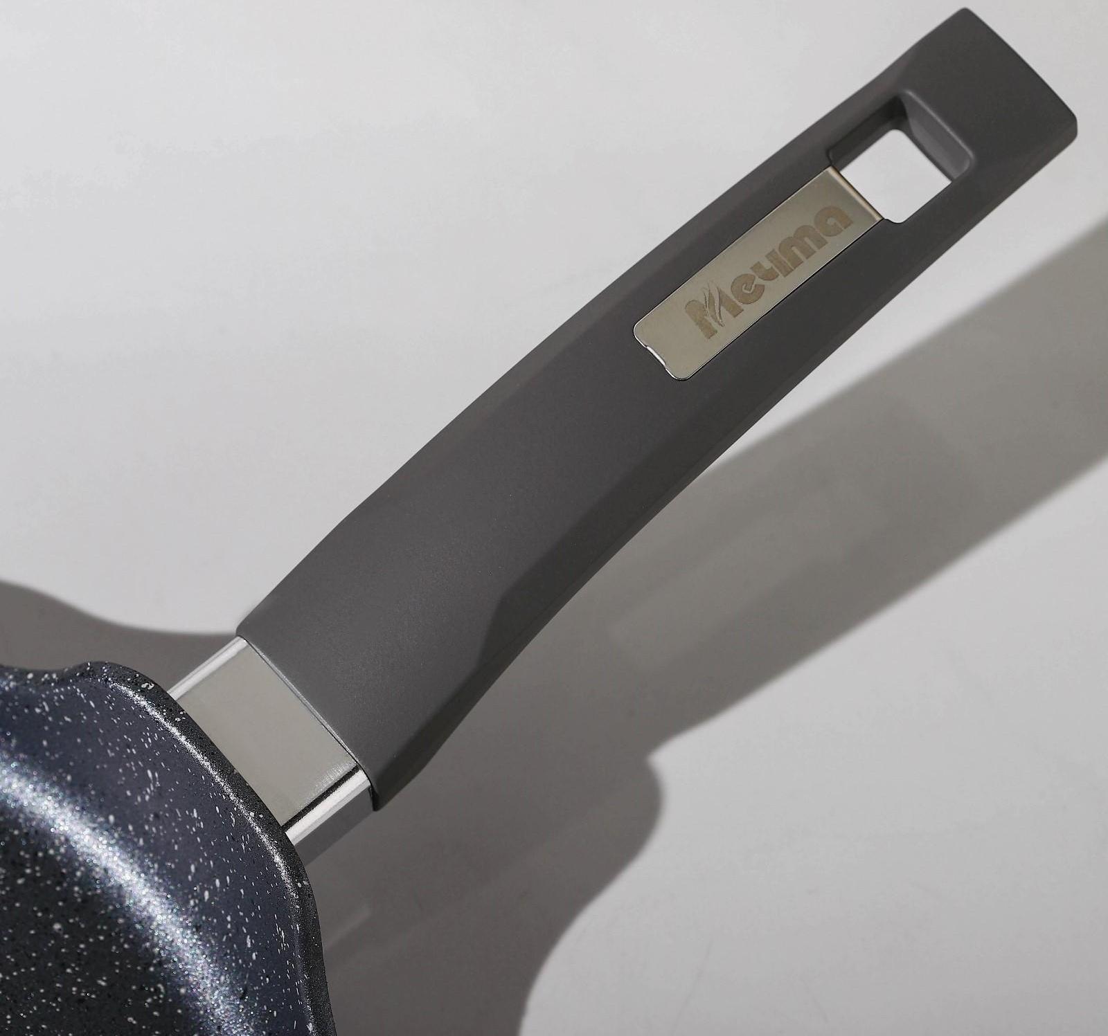 Сковорода блинная «Гранит», d=22 см, пластиковая ручка, антипригарное покрытие, цвет серый