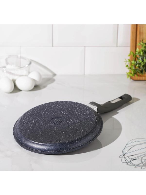 Сковорода блинная «Гранит», d=22 см, пластиковая ручка, антипригарное покрытие, цвет серый