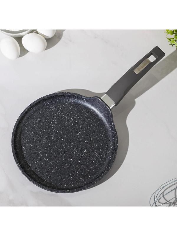 Сковорода блинная «Гранит», d=22 см, пластиковая ручка, антипригарное покрытие, цвет серый