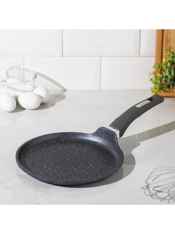 Сковорода блинная «Гранит», d=22 см, пластиковая ручка, антипригарное покрытие, цвет серый
