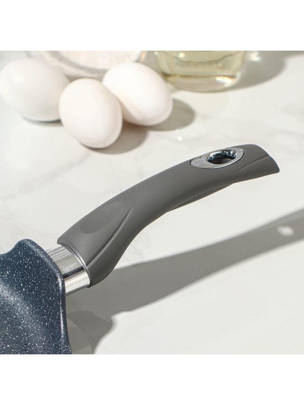 Сковорода блинная «Гранит», d=24 см, пластиковая ручка, антипригарное покрытие, цвет серый