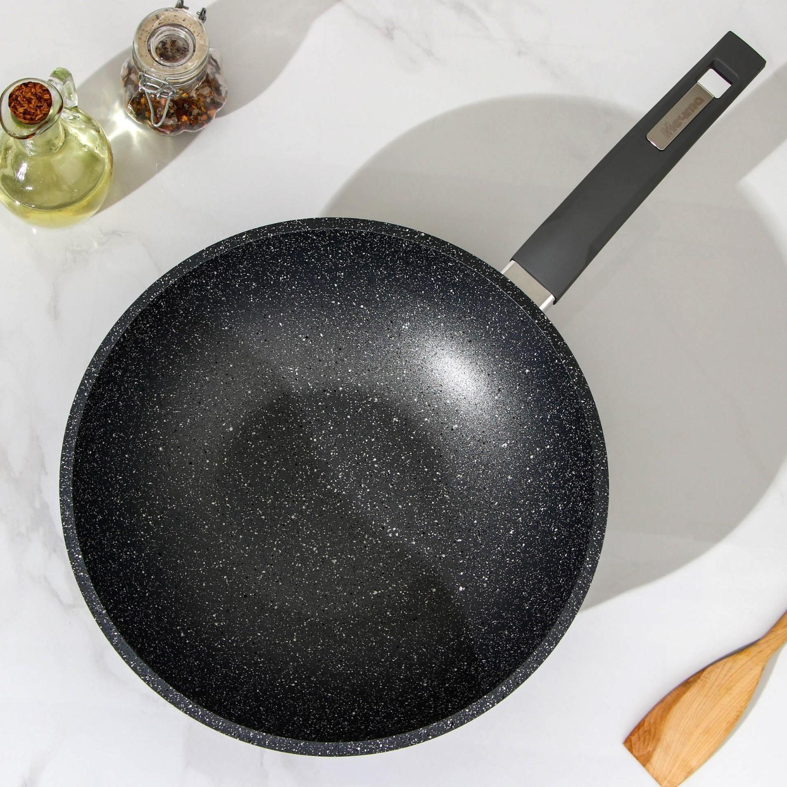 Сковорода-ВОК «Гранит», d=28 см, пластиковая ручка, антипригарное покрытие, цвет серый