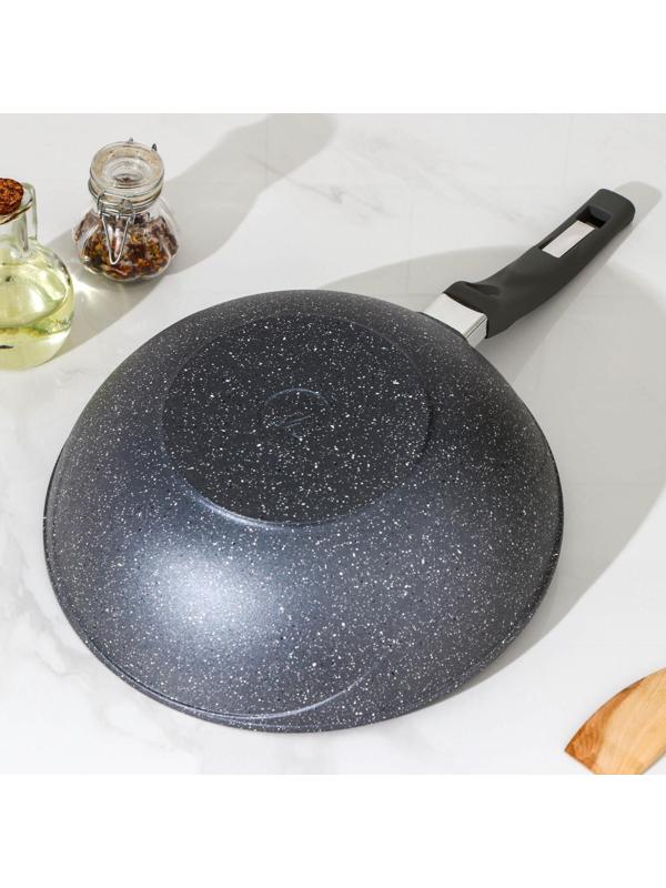 Сковорода-ВОК «Гранит», d=28 см, пластиковая ручка, антипригарное покрытие, цвет серый