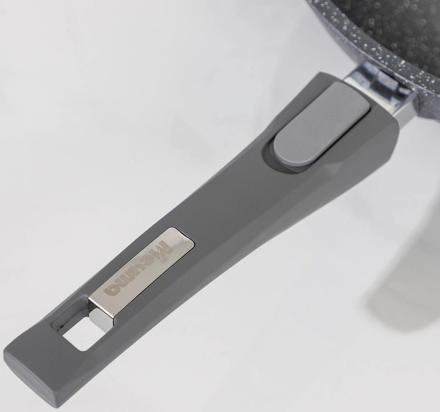 Сковорода-ВОК «Гранит», d=28 см, съёмная ручка, антипригарное покрытие, цвет серый