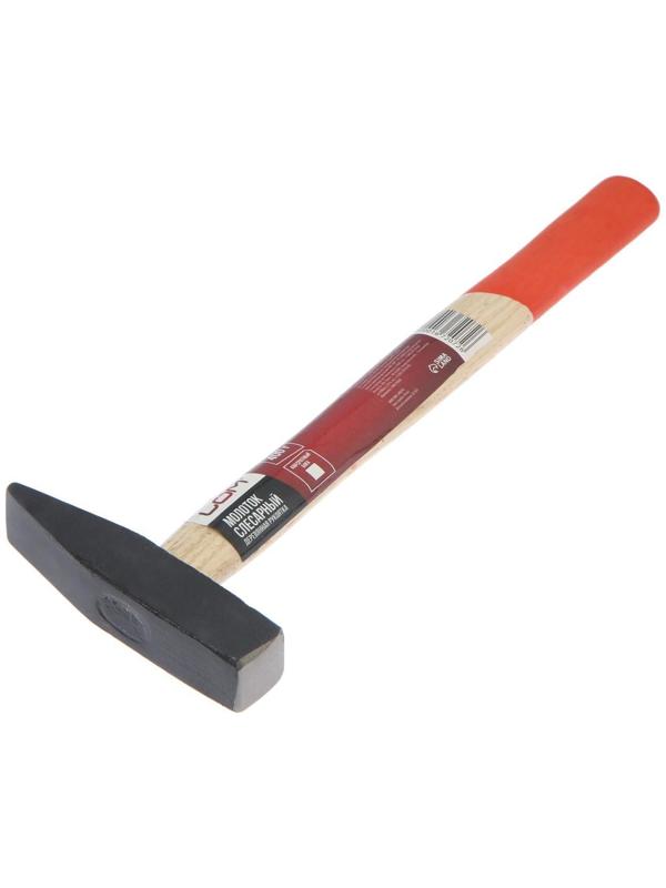 Молоток слесарный ЛОМ, квадратный боек, деревянная рукоятка, 400 г