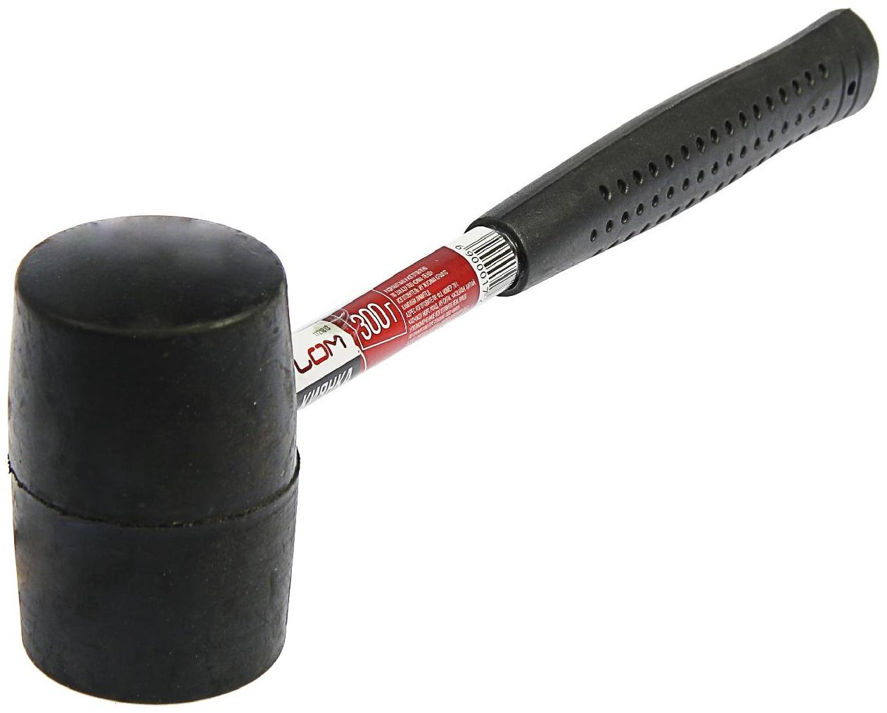 Киянка ЛОМ, металлическая обрезиненная рукоятка, черная резина, 300 г