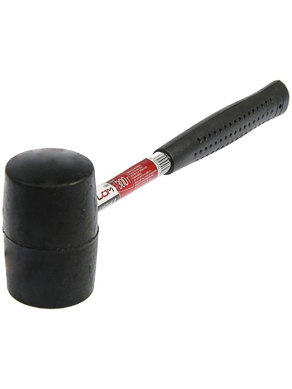 Киянка ЛОМ, металлическая обрезиненная рукоятка, черная резина, 300 г