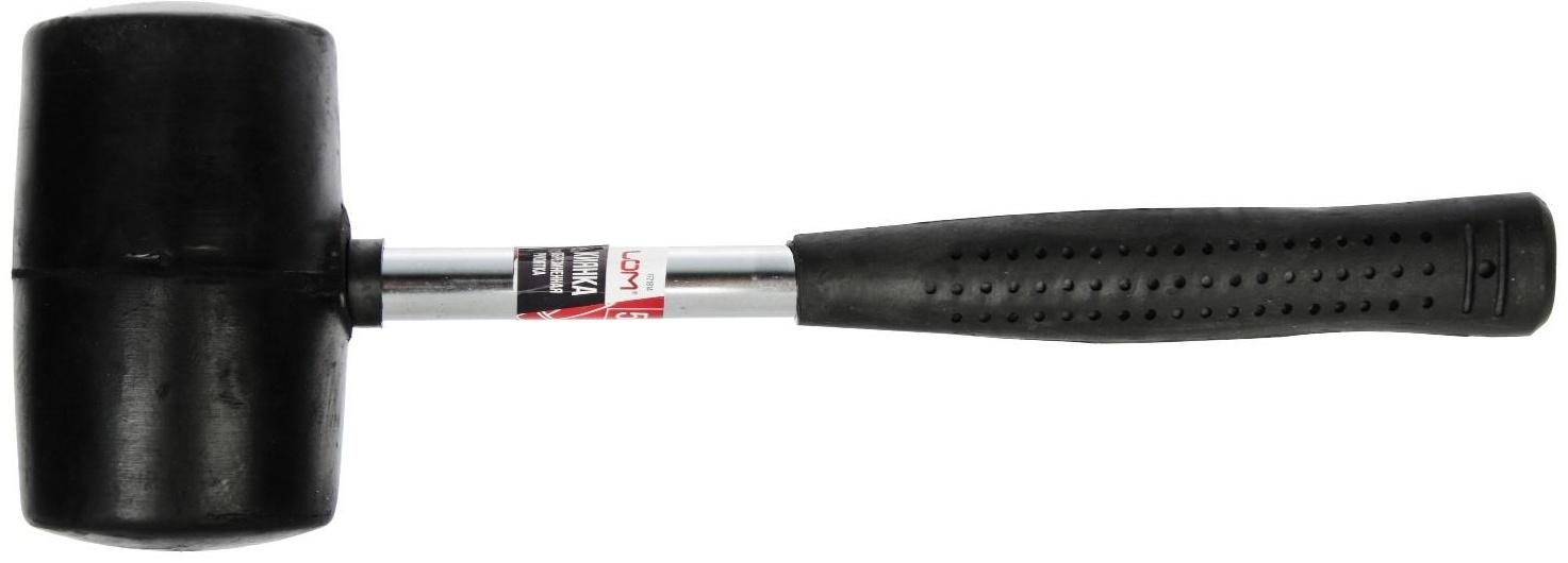 Киянка ЛОМ, металлическая обрезиненная рукоятка, черная резина, 500 г