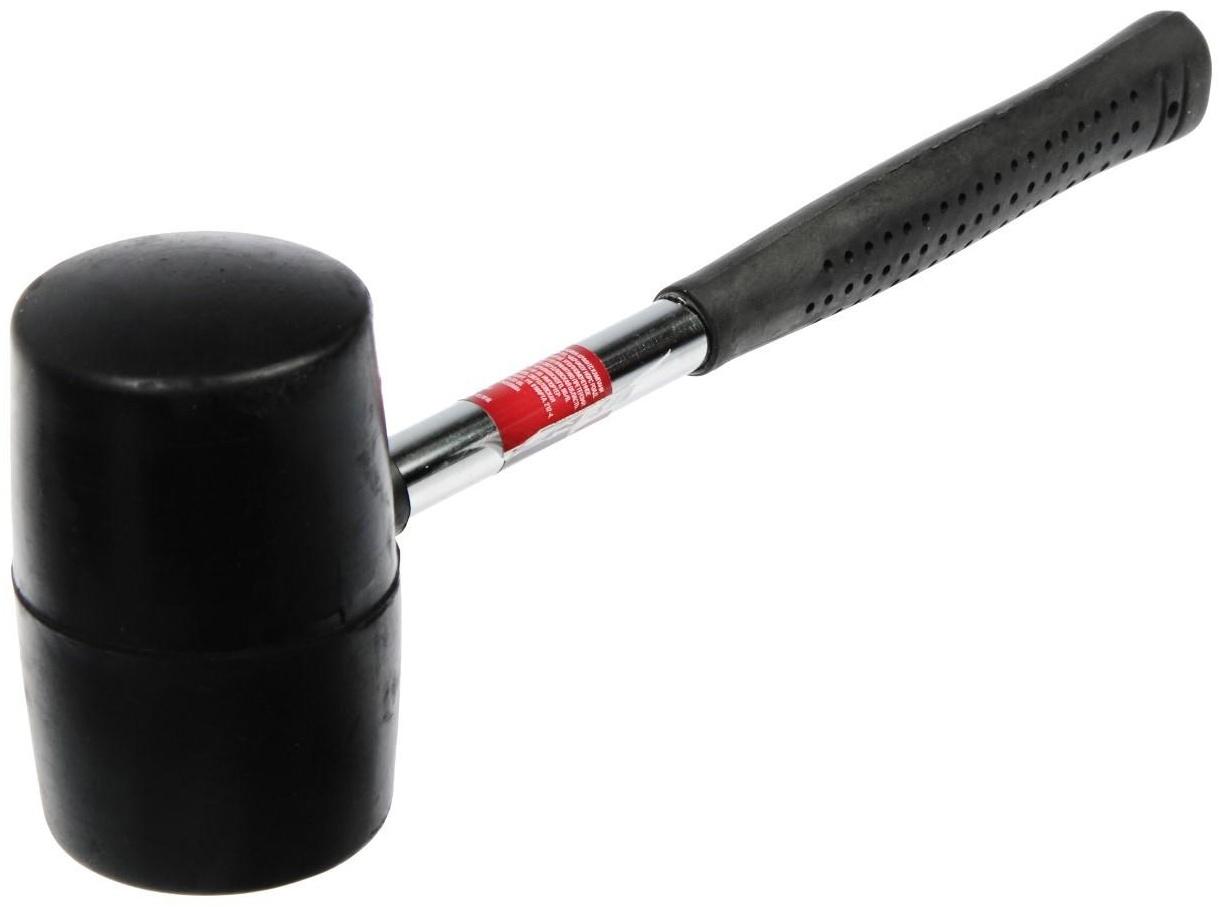 Киянка ЛОМ, металлическая обрезиненная рукоятка, черная резина, 500 г