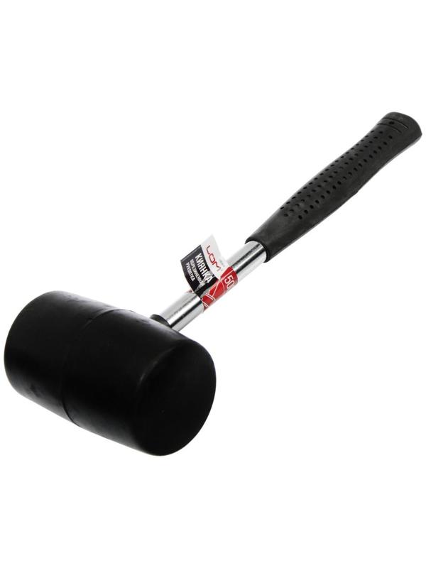 Киянка ЛОМ, металлическая обрезиненная рукоятка, черная резина, 500 г