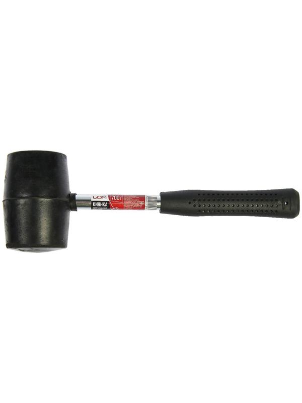 Киянка ЛОМ, металлическая обрезиненная рукоятка, черная резина, 700 г