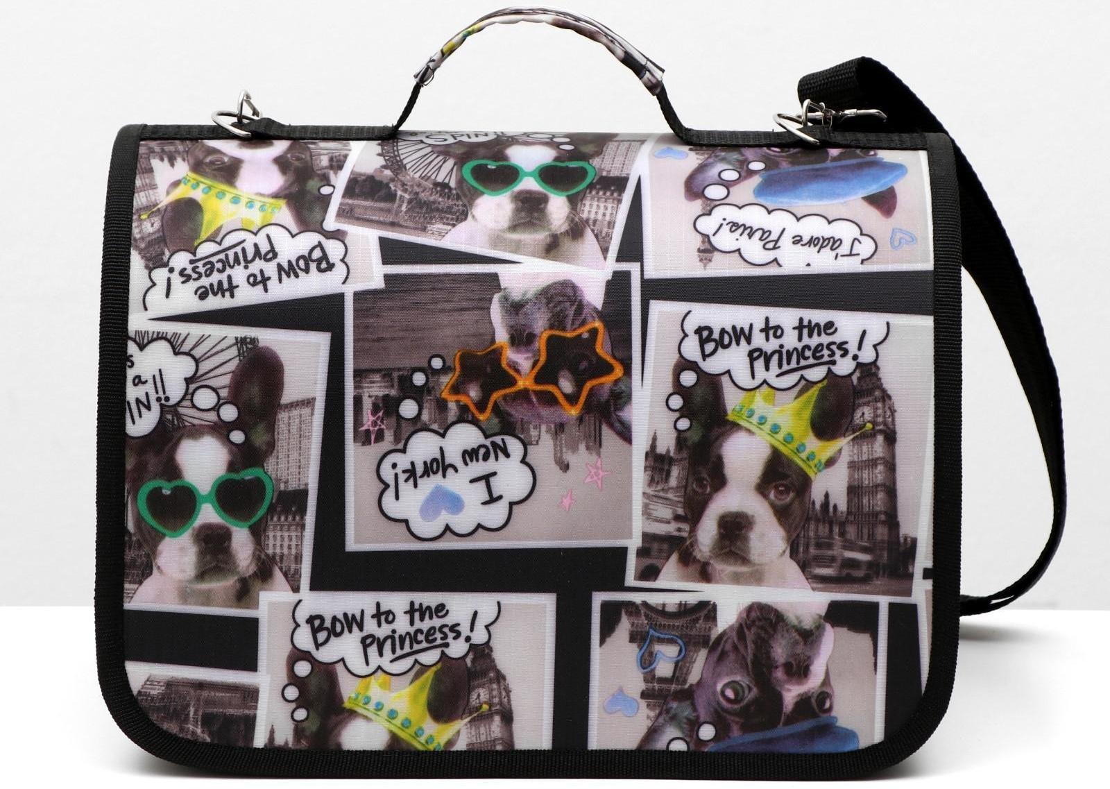 Сумка-переноска с принтом собачки, 31 х 20,5 х 23 см, микс цветов