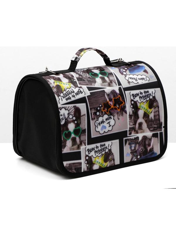 Сумка-переноска с принтом собачки, 31 х 20,5 х 23 см, микс цветов