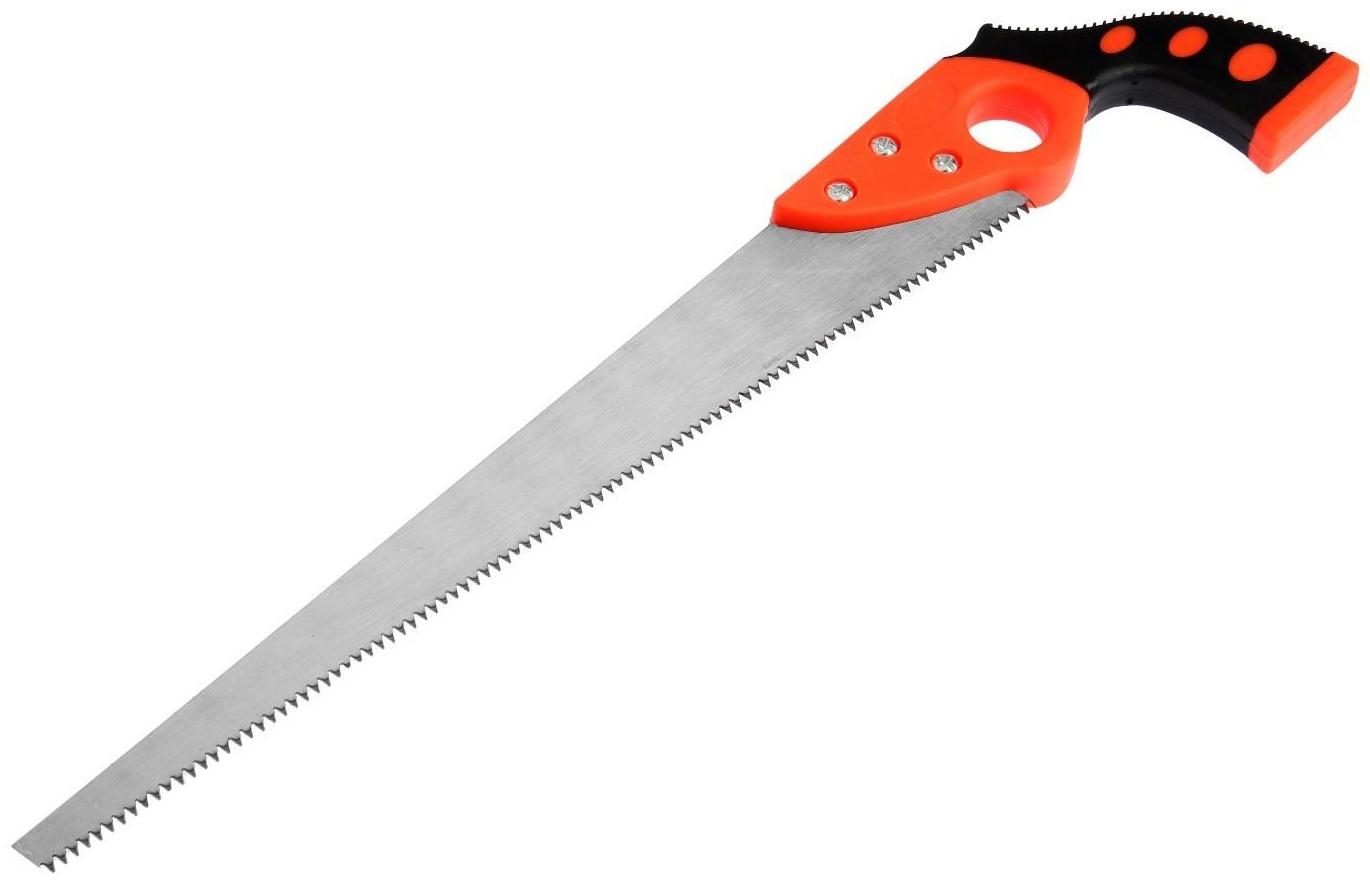 Ножовка по дереву ЛОМ, выкружная, обрезиненная рукоятка, каленый зуб, 7-8 TPI, 350 мм