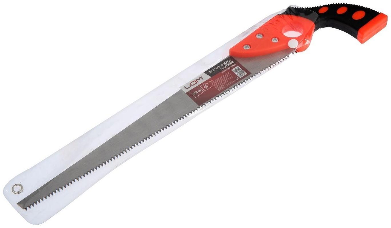 Ножовка по дереву ЛОМ, выкружная, обрезиненная рукоятка, каленый зуб, 7-8 TPI, 350 мм