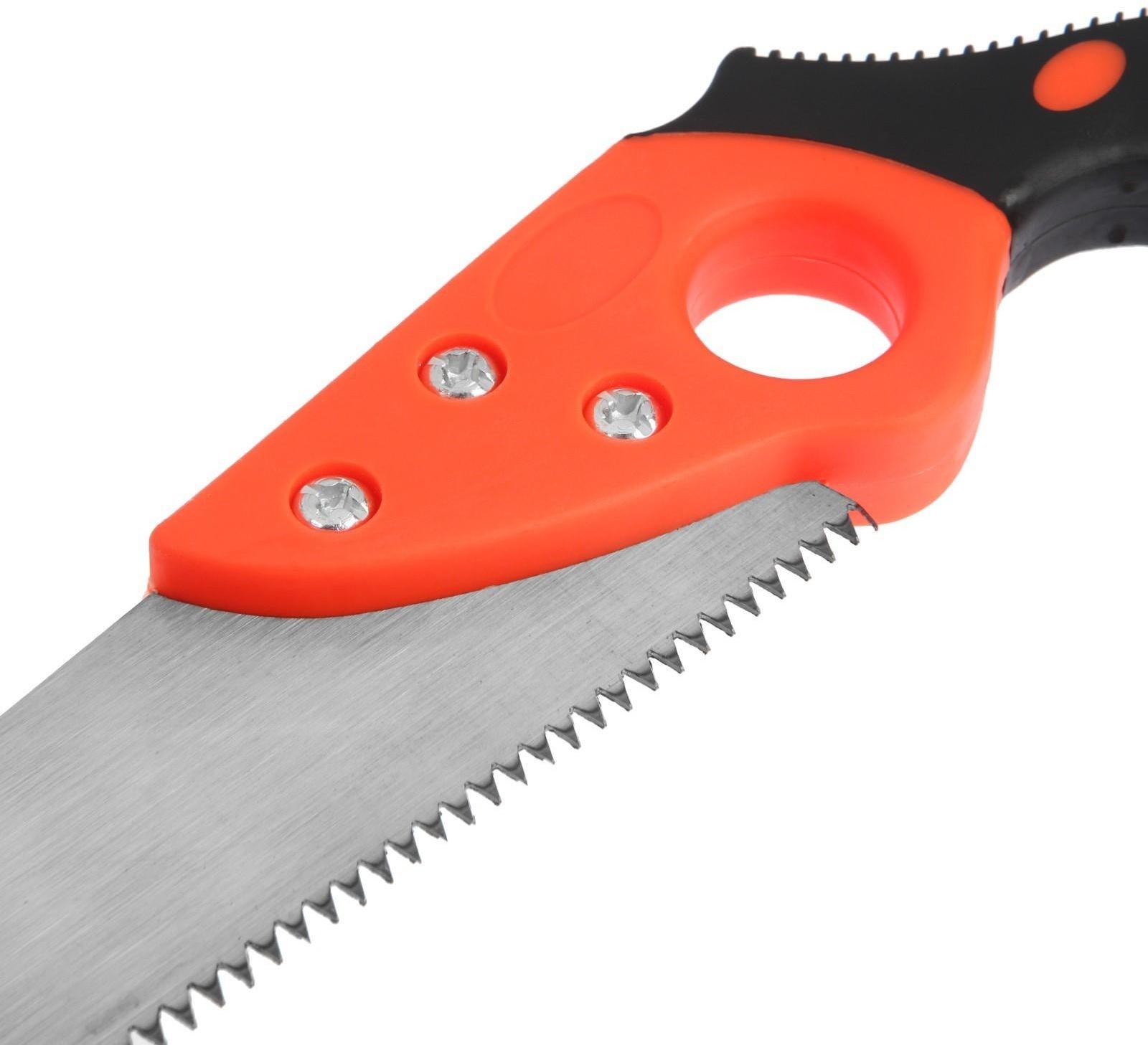 Ножовка по дереву ЛОМ, выкружная, обрезиненная рукоятка, каленый зуб, 7-8 TPI, 350 мм