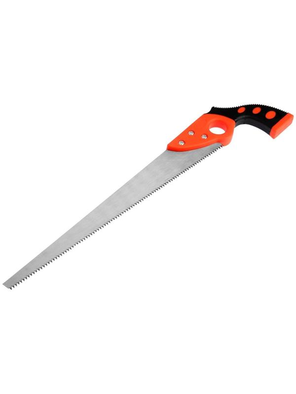 Ножовка по дереву ЛОМ, выкружная, обрезиненная рукоятка, каленый зуб, 7-8 TPI, 350 мм