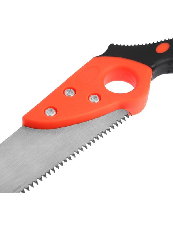 Ножовка по дереву ЛОМ, выкружная, обрезиненная рукоятка, каленый зуб, 7-8 TPI, 350 мм