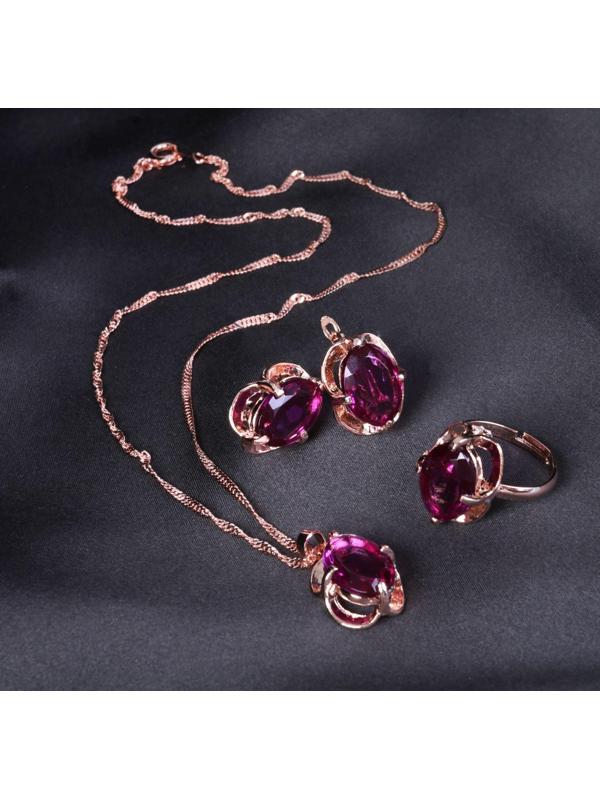 Гарнитур 3 предмета: серьги, кулон, кольцо безразмерное 