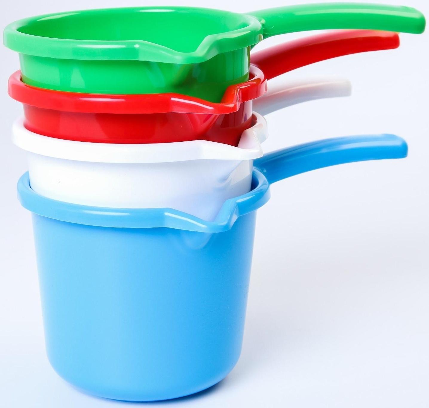 Ковш для купания и мытья головы, детский банный ковшик, хозяйственный 1,3 л, цвет МИКС