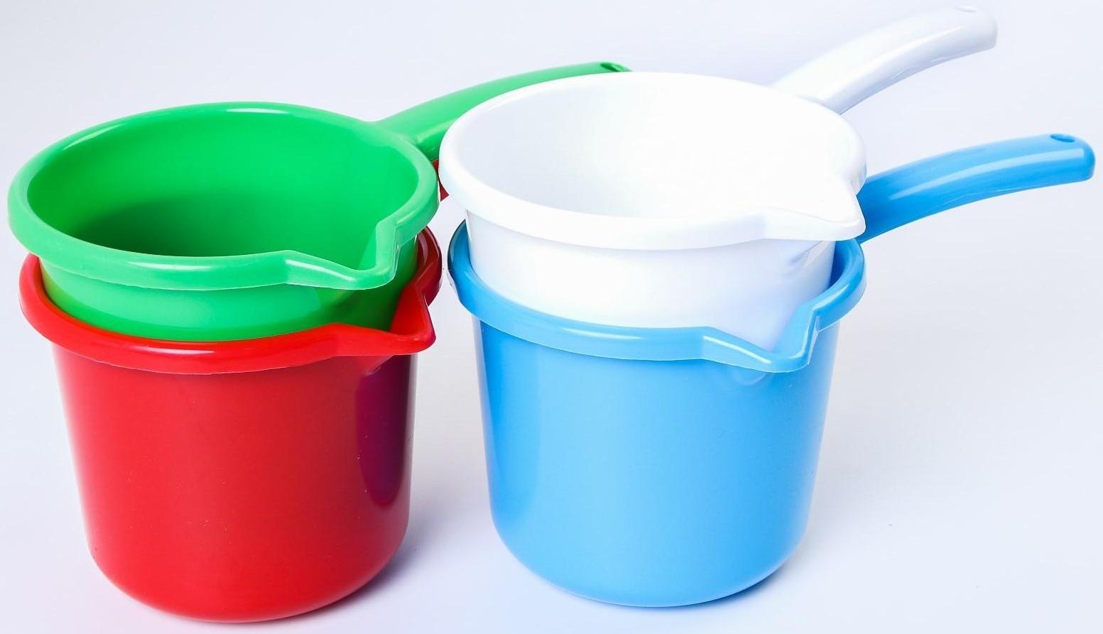 Ковш для купания и мытья головы, детский банный ковшик, хозяйственный 1,3 л, цвет МИКС