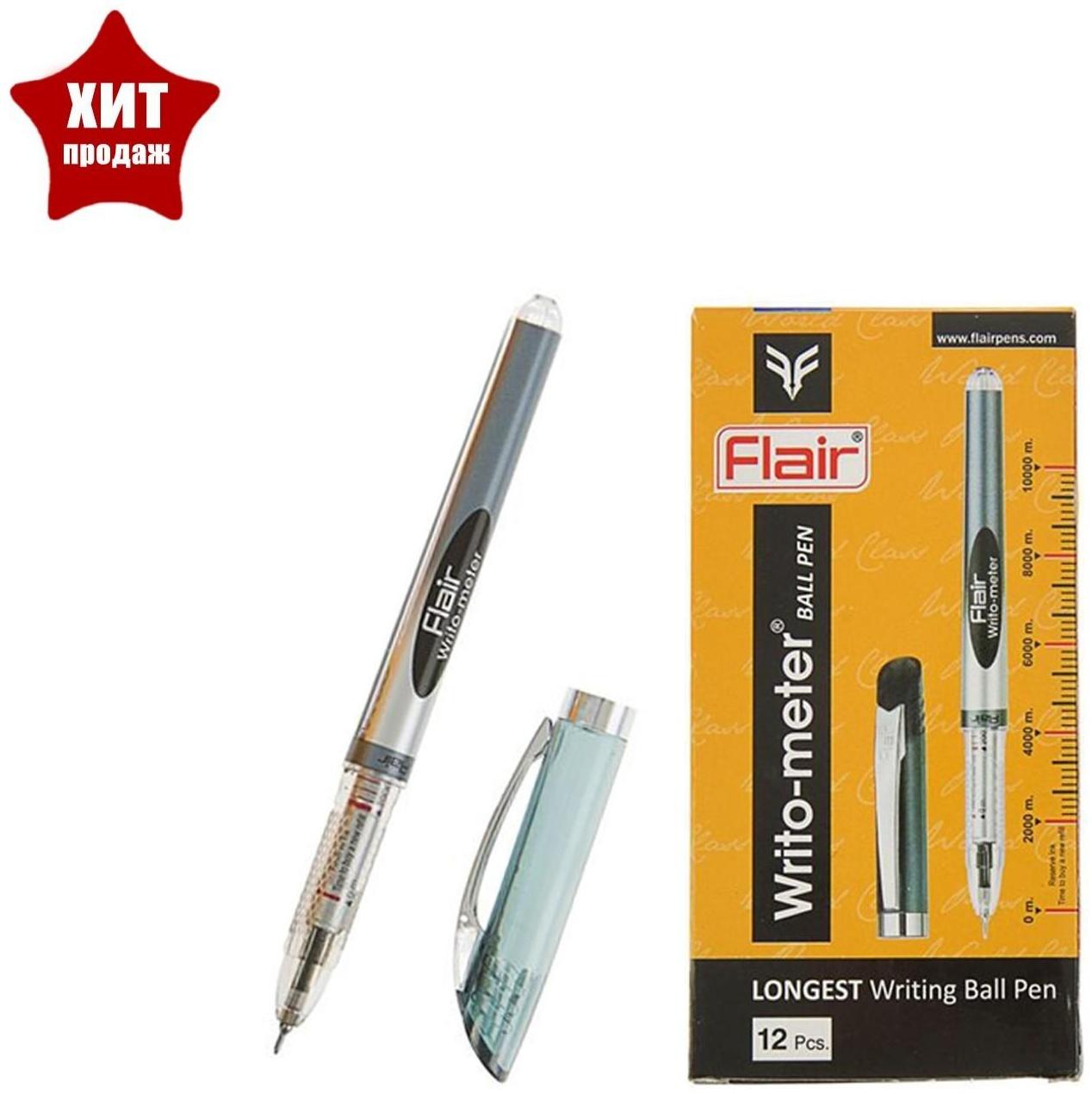 Ручка шариковая Flair Writo-Meter, узел- игла 0,6 мм (пишет 10 км) масляная основа, шкала на стержне, черная