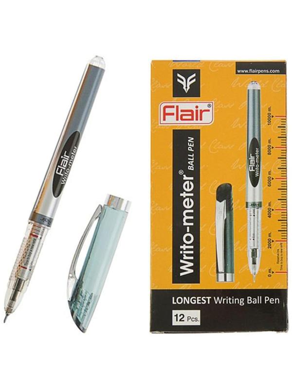 Ручка шариковая Flair Writo-Meter, узел- игла 0,6 мм (пишет 10 км) масляная основа, шкала на стержне, черная